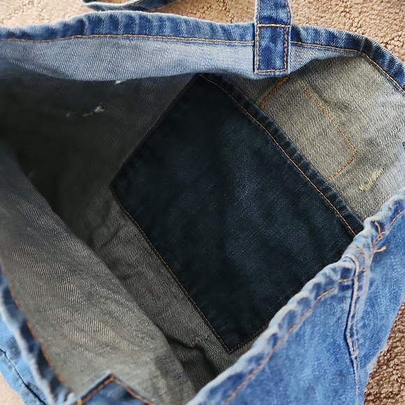 NWOT ❗️ American Eagle denim shoulder bag distressed big handbag - Picture 8 of 13